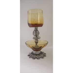 Vintage Angel and Amber two tiered Candle holder and candy dish